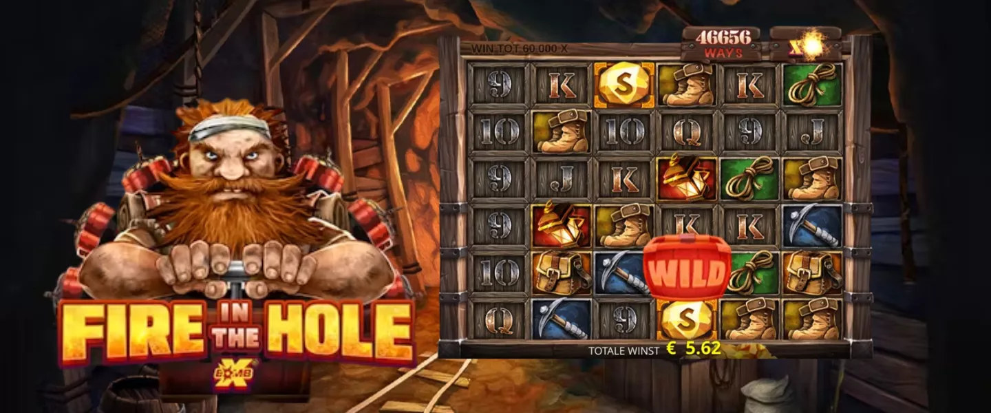 Machine à sous Fire in the Hole avec thème minier et mécanisme Megaways